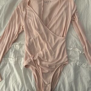 LOFT Pink Long Sleeve Bodysuit